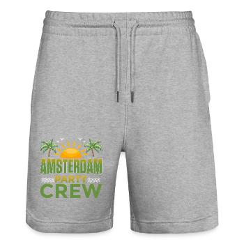 Amsterdam Party Crew - Short de jogging bio TRAINER Stanley/Stella unisexe - gris chiné - Devant - Nik (191cm) & Marisol (170cm)