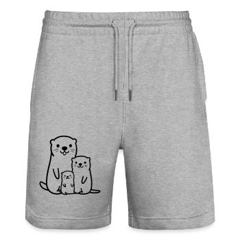 otter - Stanley/Stella Trainer Unisex Organic Jogging Shorts - heather grey - Front - Nik (191cm) & Marisol (170cm)
