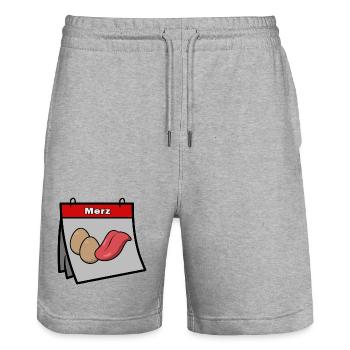 Merz Leck Eier – Political Satire Motif - Stanley/Stella Trainer Unisex Organic Jogging Shorts - heather grey - Front - Nik (191cm) & Marisol (170cm)