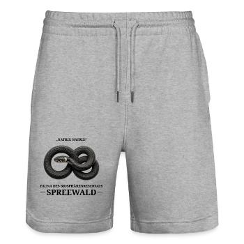 Spreewald Ringelnatter – Vintage Biologie Stil - Stanley/Stella Unisex Bio Joggingshorts Trainer  - Grau meliert - Vorne - Nik (191cm) & Marisol (170cm)