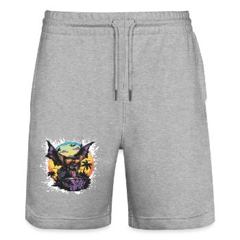 Vacances d’été de Bat - Short de jogging bio TRAINER Stanley/Stella unisexe - gris chiné - Devant - Nik (191cm) & Marisol (170cm)