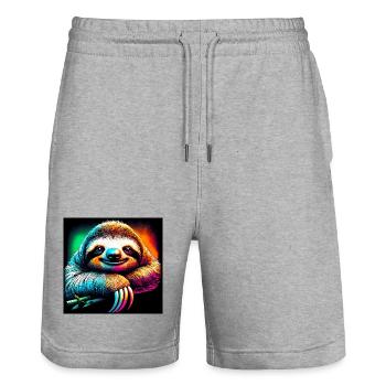 sloth - Stanley/Stella Trainer Unisex Organic Jogging Shorts - heather grey - Front - Nik (191cm) & Marisol (170cm)
