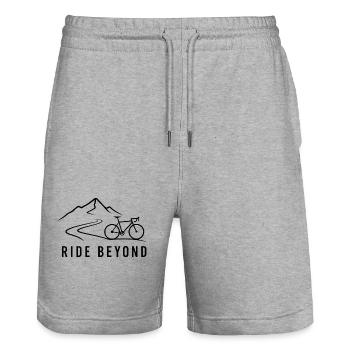 Ride Beyond summit path - Stanley/Stella Trainer Unisex Organic Jogging Shorts - heather grey - Front - Nik (191cm) & Marisol (170cm)