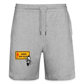 Graphique du crâne à tension de danger - Short de jogging bio TRAINER Stanley/Stella unisexe - gris chiné - Devant - Nik (191cm) & Marisol (170cm)