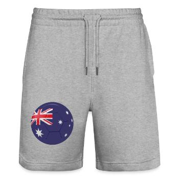 AUSTRALIA'S FLAG ON A FOOTBALL - Stanley/Stella Trainer Unisex Organic Jogging Shorts - heather grey - Front - Nik (191cm) & Marisol (170cm)