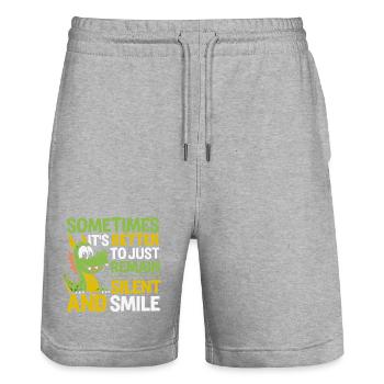  Manchmal Ist Es Besser Einfach Zu Schweigen Und - Stanley/Stella Unisex Bio Joggingshorts Trainer  - Grau meliert - Vorne - Nik (191cm) & Marisol (170cm)