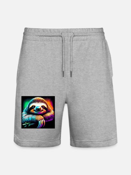 Faultier - Stanley/Stella Unisex Bio Joggingshorts Trainer  - Grau meliert