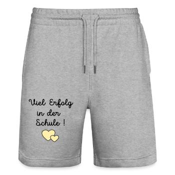 Erfolg Schule Herz - Stanley/Stella Unisex Bio Joggingshorts Trainer  - Grau meliert - Vorne - Nik (191cm) & Marisol (170cm)