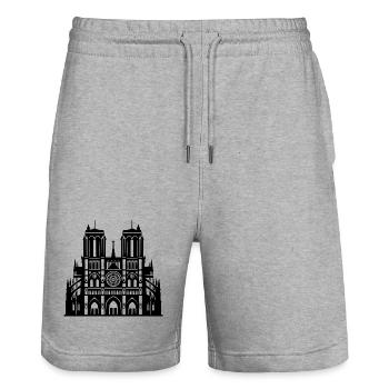 Notre-Dame de Paris - Short de jogging bio TRAINER Stanley/Stella unisexe - gris chiné - Devant - Nik (191cm) & Marisol (170cm)