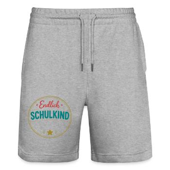 Endlich Schulkind Badge - Stanley/Stella Unisex Bio Joggingshorts Trainer  - Grau meliert - Vorne - Nik (191cm) & Marisol (170cm)