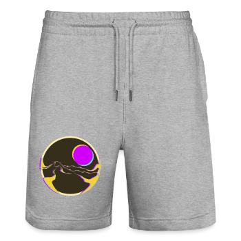  Neonberge mit Sonne  - Stanley/Stella Unisex Bio Joggingshorts Trainer  - Grau meliert - Vorne - Nik (191cm) & Marisol (170cm)