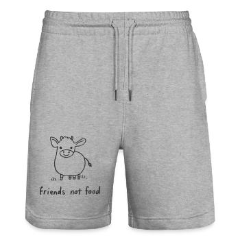 Friends Not Food Cow Vegan Minimalist - Stanley/Stella Trainer Unisex Organic Jogging Shorts - heather grey - Front - Nik (191cm) & Marisol (170cm)