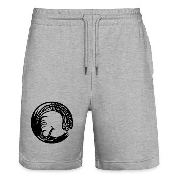 Peacock - Stanley/Stella Trainer Unisex Organic Jogging Shorts - heather grey - Front - Nik (191cm) & Marisol (170cm)