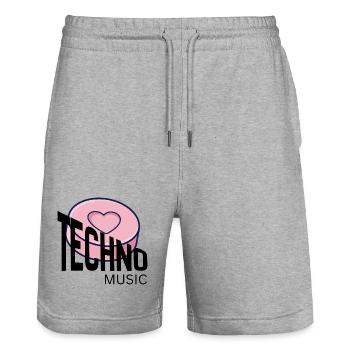 Love Donut Pop Typografie - Stanley/Stella Unisex Bio Joggingshorts Trainer  - Grau meliert - Vorne - Nik (191cm) & Marisol (170cm)
