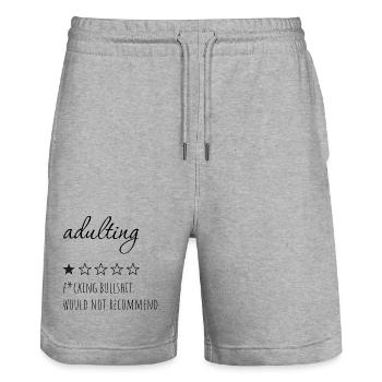 Adulting- would not recommend. - Stanley/Stella Trainer Unisex Organic Jogging Shorts - heather grey - Front - Nik (191cm) & Marisol (170cm)