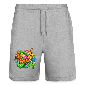 Millipede Sneakers - Stanley/Stella Trainer Unisex Organic Jogging Shorts - heather grey - Front - Nik (191cm) & Marisol (170cm)