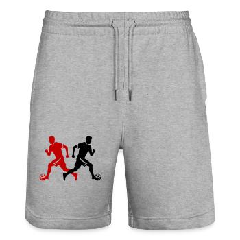 Fussballer Silhouette Fussball Spieler Mann - Stanley/Stella Unisex Bio Joggingshorts Trainer  - Grau meliert - Vorne - Nik (191cm) & Marisol (170cm)