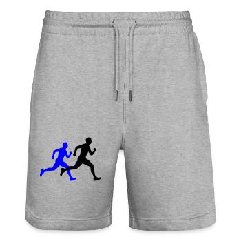 Running Marathon Man Silhouette - Stanley/Stella Trainer Unisex Organic Jogging Shorts - heather grey - Front - Nik (191cm) & Marisol (170cm)