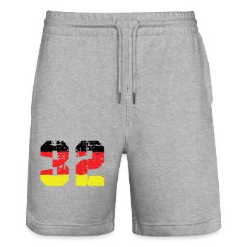 32 Numéro Allemagne Jersey - Short de jogging bio TRAINER Stanley/Stella unisexe - gris chiné - Devant - Nik (191cm) & Marisol (170cm)