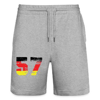 57 Numéro Allemagne Jersey - Short de jogging bio TRAINER Stanley/Stella unisexe - gris chiné - Devant - Nik (191cm) & Marisol (170cm)