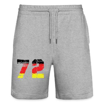 72 Number Germany Jersey - Stanley/Stella Trainer Unisex Organic Jogging Shorts - heather grey - Front - Nik (191cm) & Marisol (170cm)