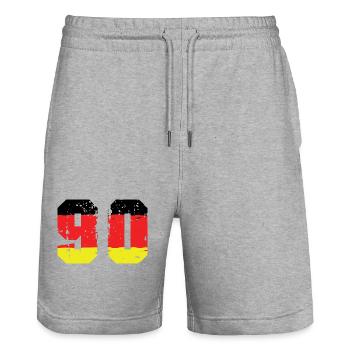 90 Number Germany Jersey - Stanley/Stella Trainer Unisex Organic Jogging Shorts - heather grey - Front - Nik (191cm) & Marisol (170cm)