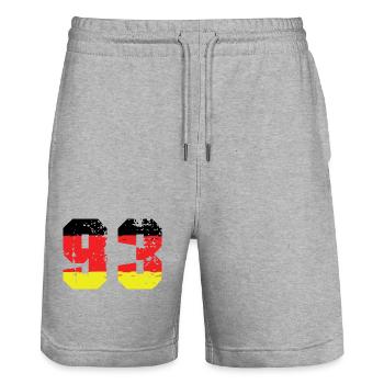 93 Number Germany Jersey - Stanley/Stella Trainer Unisex Organic Jogging Shorts - heather grey - Front - Nik (191cm) & Marisol (170cm)