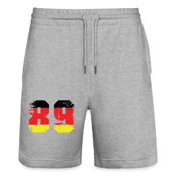 89 Number Germany Jersey - Stanley/Stella Trainer Unisex Organic Jogging Shorts - heather grey - Front - Nik (191cm) & Marisol (170cm)