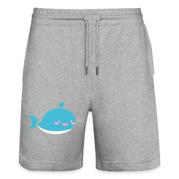 Baby Whale - Stanley/Stella Trainer Unisex Organic Jogging Shorts - heather grey - Front - Nik (191cm) & Marisol (170cm)