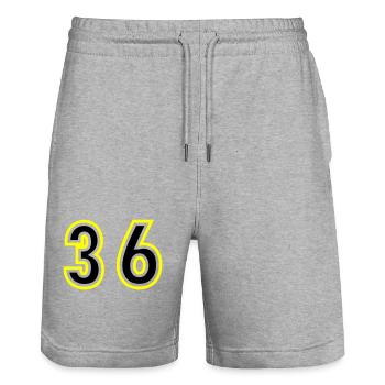 36 Number College - Stanley/Stella Trainer Unisex Organic Jogging Shorts - heather grey - Front - Nik (191cm) & Marisol (170cm)