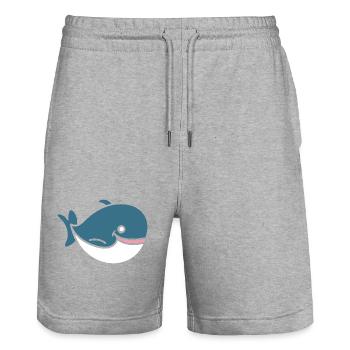 Baby Whale - Stanley/Stella Trainer Unisex Organic Jogging Shorts - heather grey - Front - Nik (191cm) & Marisol (170cm)