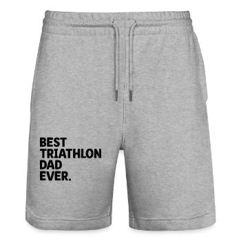 Bester Triathlon Papa aller Zeiten Schwimmen Rad Laufen Triathlet F - Stanley/Stella Unisex Bio Joggingshorts Trainer  - Grau meliert - Vorne - Nik (191cm) & Marisol (170cm)