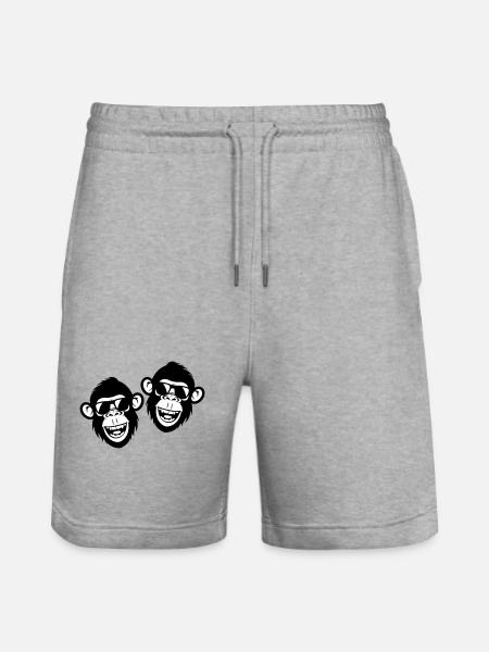 Monkey Funny Cool - Stanley/Stella Trainer Unisex Organic Jogging Shorts - heather grey