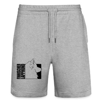 Finnischer Lapphund Profil Hunde Hund Wilsigns - Stanley/Stella Unisex Bio Joggingshorts Trainer  - Grau meliert - Vorne - Nik (191cm) & Marisol (170cm)