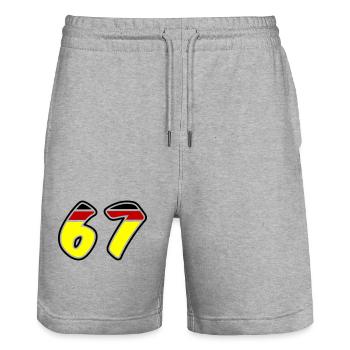 67 Zahl Symbol Germany - Stanley/Stella Unisex Bio Joggingshorts Trainer  - Grau meliert - Vorne - Nik (191cm) & Marisol (170cm)