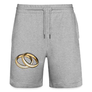 Alliances Mariage - Short de jogging bio TRAINER Stanley/Stella unisexe - gris chiné - Devant - Nik (191cm) & Marisol (170cm)