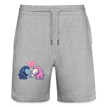 Mammouth Bande Dessinée Couple Amour - Short de jogging bio TRAINER Stanley/Stella unisexe - gris chiné - Devant - Nik (191cm) & Marisol (170cm)