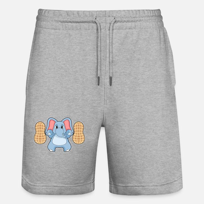 Elephant Bodybuilder Peanuts Bodybuilding - Stanley/Stella Trainer Unisex Organic Jogging Shorts - heather grey