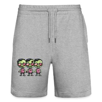 Zombies Halloween Cool - Short de jogging bio TRAINER Stanley/Stella unisexe - gris chiné - Devant - Nik (191cm) & Marisol (170cm)