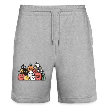 Halloween Symbol Party Crew - Stanley/Stella Unisex Bio Joggingshorts Trainer  - Grau meliert - Vorne - Nik (191cm) & Marisol (170cm)