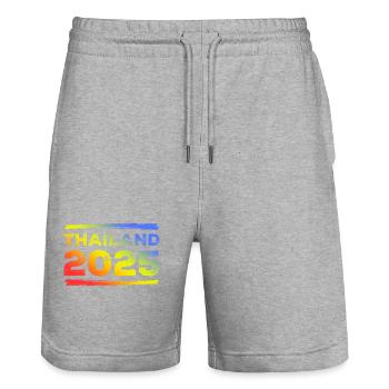 Thailand 2025 Bunt - Stanley/Stella Unisex Bio Joggingshorts Trainer  - Grau meliert - Vorne - Nik (191cm) & Marisol (170cm)