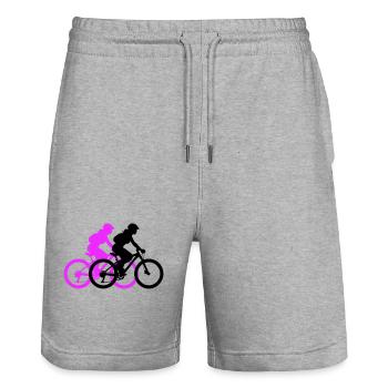 Mountain Bike Bicycle Woman Silhouette - Stanley/Stella Trainer Unisex Organic Jogging Shorts - heather grey - Front - Nik (191cm) & Marisol (170cm)