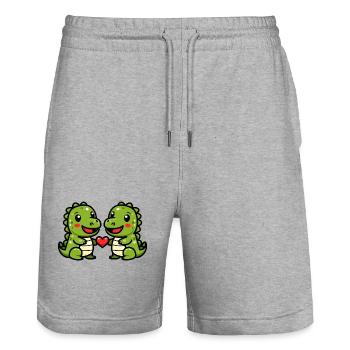 Alligator Comic Animal Couple Love - Stanley/Stella Trainer Unisex Organic Jogging Shorts - heather grey - Front - Nik (191cm) & Marisol (170cm)