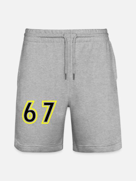 67 Number College - Stanley/Stella Trainer Unisex Organic Jogging Shorts - heather grey