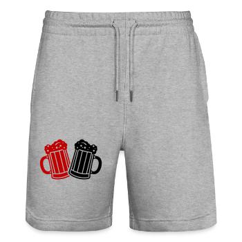 Chope de bière, symbole de la bière, bravo - Short de jogging bio TRAINER Stanley/Stella unisexe - gris chiné - Devant - Nik (191cm) & Marisol (170cm)