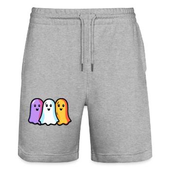 Geister Halloween Bunt - Stanley/Stella Unisex Bio Joggingshorts Trainer  - Grau meliert - Vorne - Nik (191cm) & Marisol (170cm)