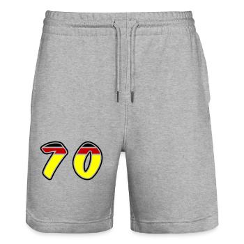 70 Number Symbol Germany - Stanley/Stella Trainer Unisex Organic Jogging Shorts - heather grey - Front - Nik (191cm) & Marisol (170cm)