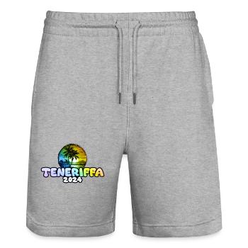 Tenerife 2024 Palm Trees Multicoloured - Stanley/Stella Trainer Unisex Organic Jogging Shorts - heather grey - Front - Nik (191cm) & Marisol (170cm)