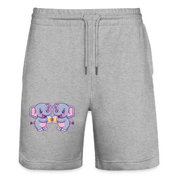 Elephant Comic Beer Funny Booze - Stanley/Stella Trainer Unisex Organic Jogging Shorts - heather grey - Front - Nik (191cm) & Marisol (170cm)