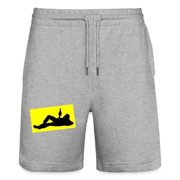 Drinking Bier Silhouette - Stanley/Stella Unisex Bio Joggingshorts Trainer  - Grau meliert - Vorne - Nik (191cm) & Marisol (170cm)